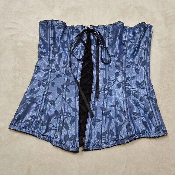 Victoria’s Secret Underbust Corset | Blue Black Floral Rayon Polyester | M - Picture 10 of 15